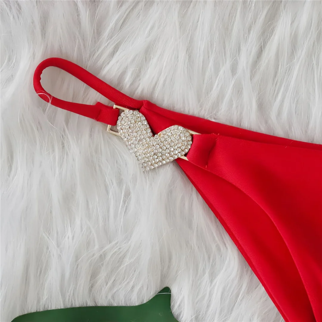 Sexy Bikini mit Diamant-Strasssteinen und Scrunch-Design, zweiteiliger Badeanzug für Damen, Badebekleidung, Badeanzug für Frauen, Bather Swim V6117 – Detail 15