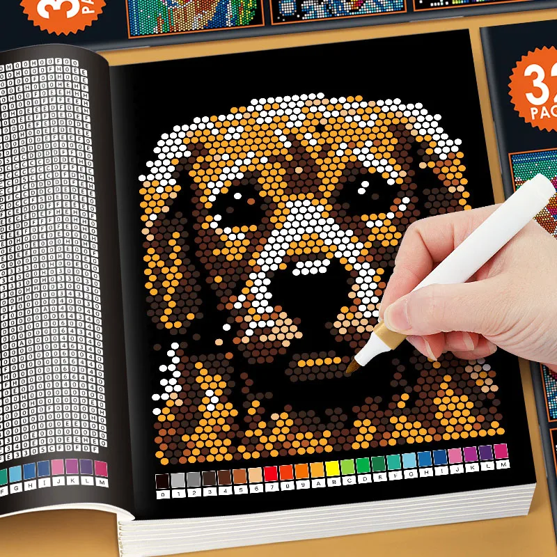 

Цифровая книжка-раскраска, книжка для раскрашивания с соответствующими номерами, с рисунками 32 животных и интересных предметов.