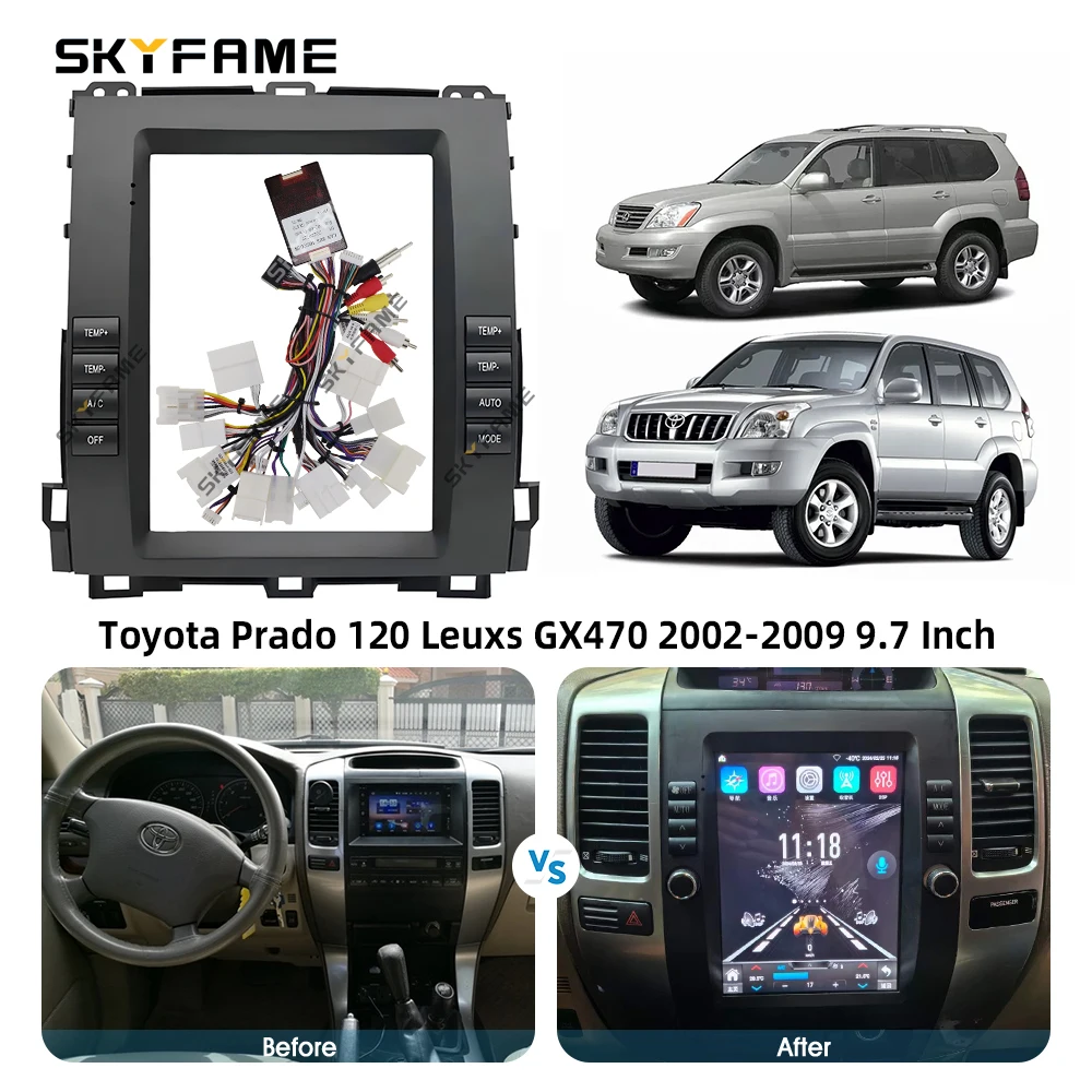 SKYFAME автомобильная рамка, адаптер для фасции Canbus Box Android, комплект панели для приборной панели для Toyota Prado 120 Land Cruiser LC120 Lexus GX470