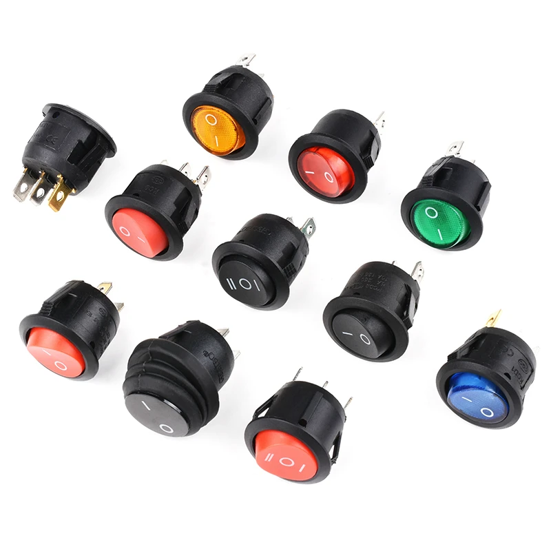 1PCS/5PCS KCD1 20MM Runde Rocker Schalter 3Pin AUF-OFF 2/3 Position 6A/250VAC 10A/125VAC SPST LED Car Push Button Switch Mit Licht