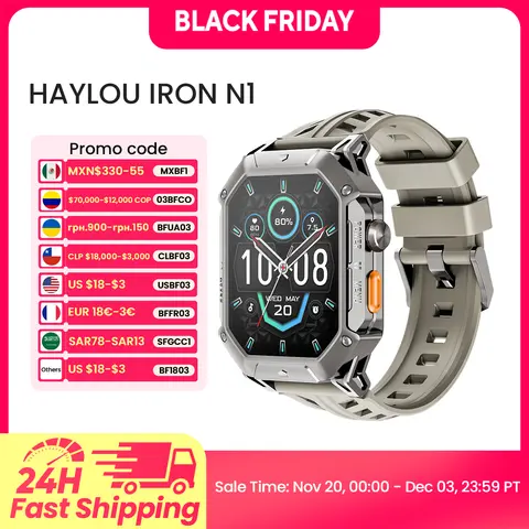 HAYLOU IRON N1 Reloj Inteligente Pantalla AMOLED de 2.13'' 5ATM Impermeable Bluetooth Llamadas Deporte Smartwatch para Exteriores 30 Días de Batería