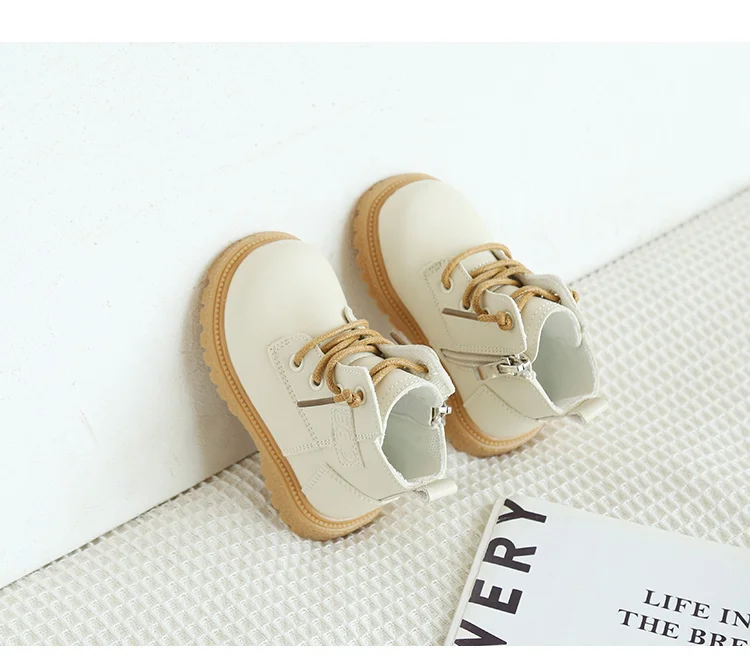 Neue Frühling/Herbst Baby Stiefel Leder Britischen Stil Jungen Mode Stiefel Gummi Sohle Zip Seite Kleinkind Mädchen Stiefeletten 15-25 – Detail 8