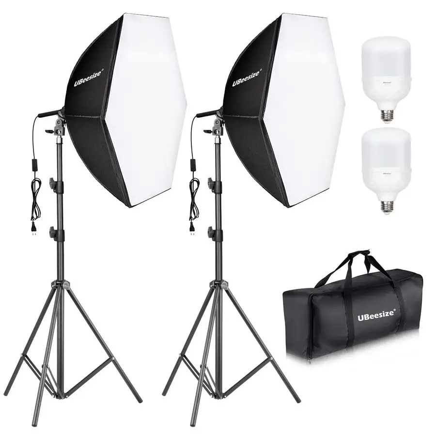 

Softbox Photography Lighting Kit, 30X30 Professional Softbox Lighting Kit with 2pcs 40W E26 Socket 8000K Bulbs, Continuous Light