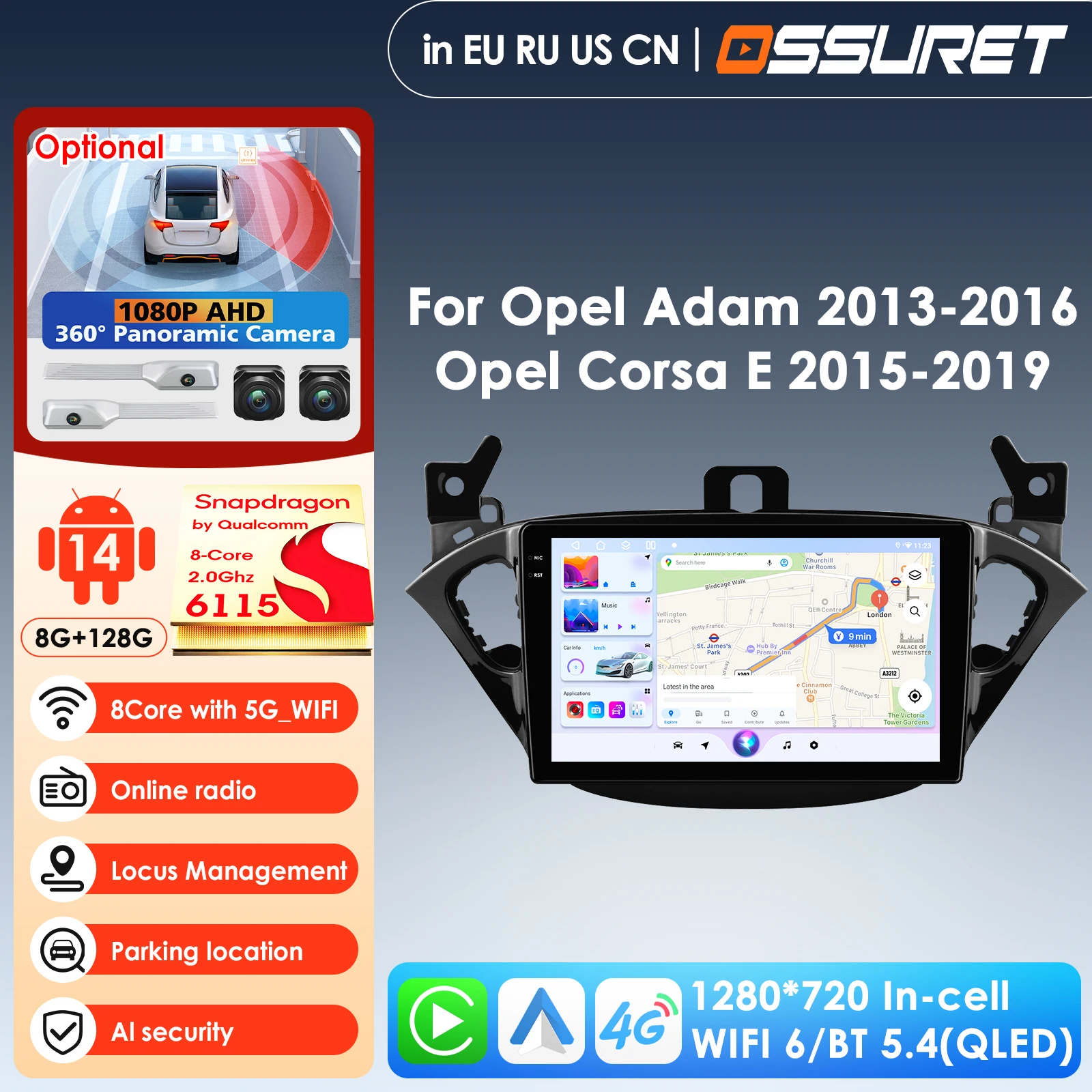 

Carplay Android 14 2Din Car Radio GPS for Opel Adam 2013 - 2016 Opel Corsa E Van 2015 - 2019 Multimedia Video Autoradio WIFI RDS