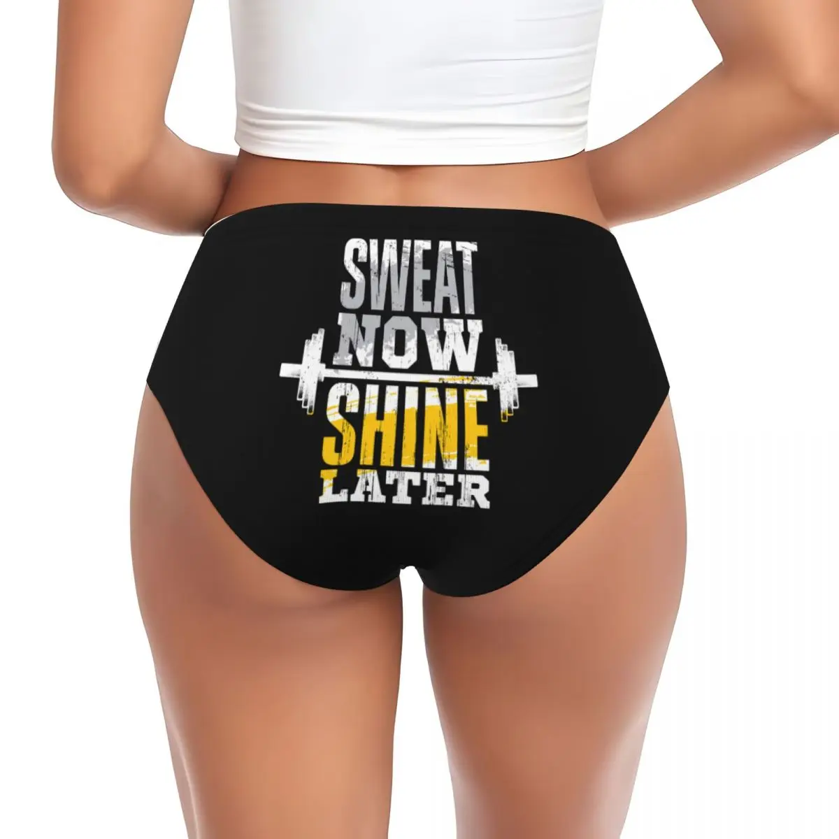 Custom Sweat Now Shine Later Gym Motivational Quote Brief Panties Women Stretch Bodybuilding Workout Underwear