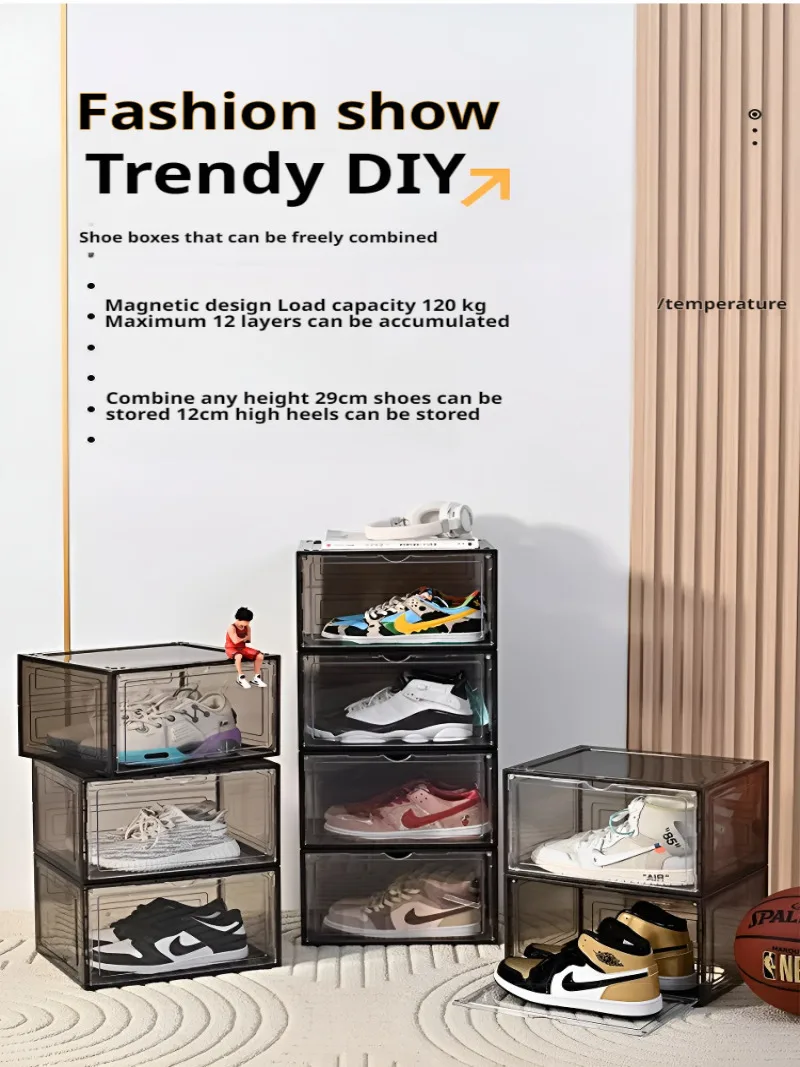 

Акриловый прозрачный ящик для хранения обуви, акриловый дисплей для хранения обуви, настенный ящик для хранения обуви