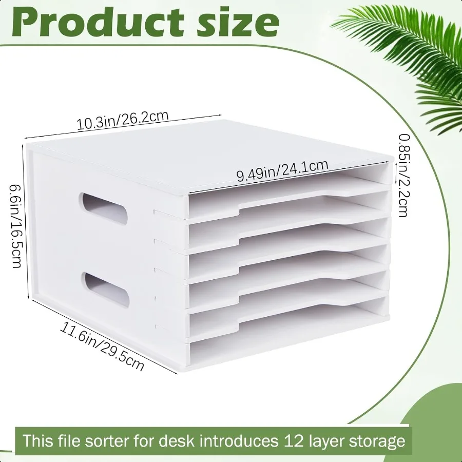 Juexica Organizzatore di carta per album a 6 livelli per dimensioni 8,5 x 11 Organizzatore di file in cartoncino bianco Vassoi di carta impilabili Storag da tavolo