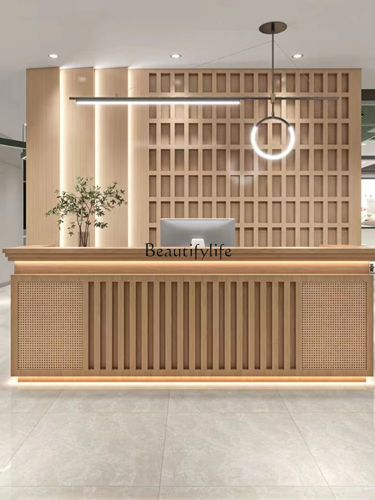 Rattan-Style Silent Wind Front Desk B & B Cashier Dining Bar Counter Reception Desk Customization