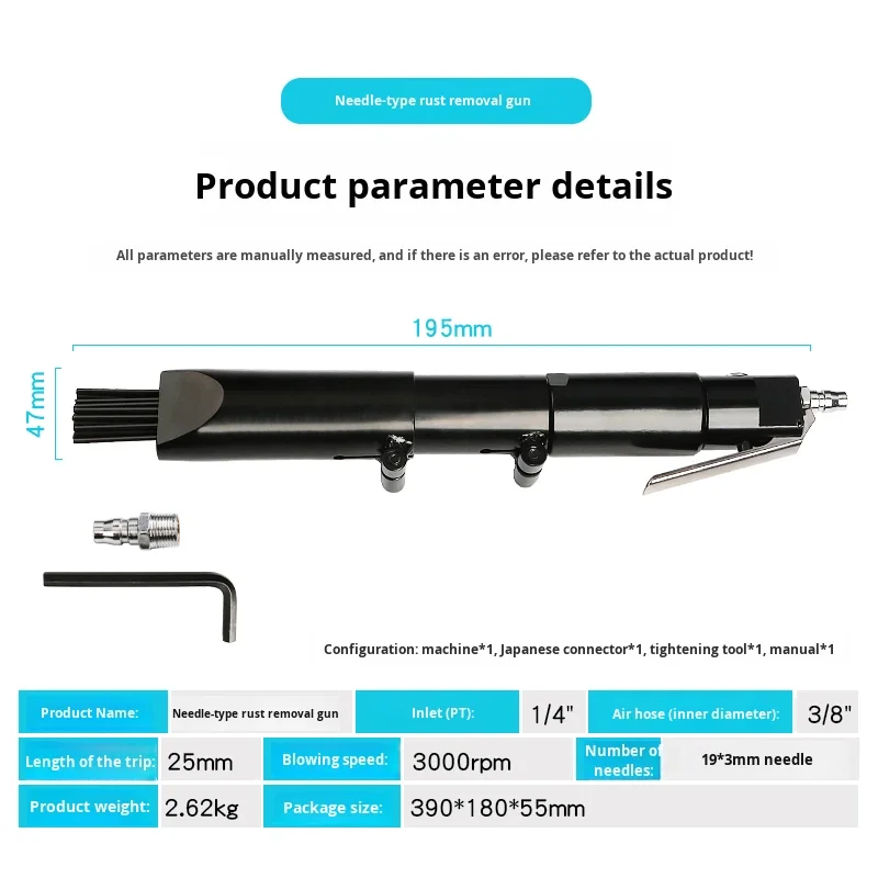 KARLION Straight Pneumatic Needle-Type Rust Welding Slag Removal Gun Shovel Tool Deburring OLIVER Fitment KW-ST1057 12-Month