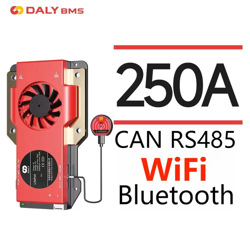 LIfepo4 4S 12V BMS DALY WiFi Bluetooth RS485 CAN 250A High current Protection Battery management 8S 24V 16S 48V With balancer