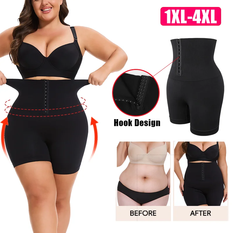 

Women Plus Size Shorts Hook Waist Trainer High Waist Butt Lifter Slimming Fitness Body Shaper Firm Tummy Control Fajas 1XL-4XL