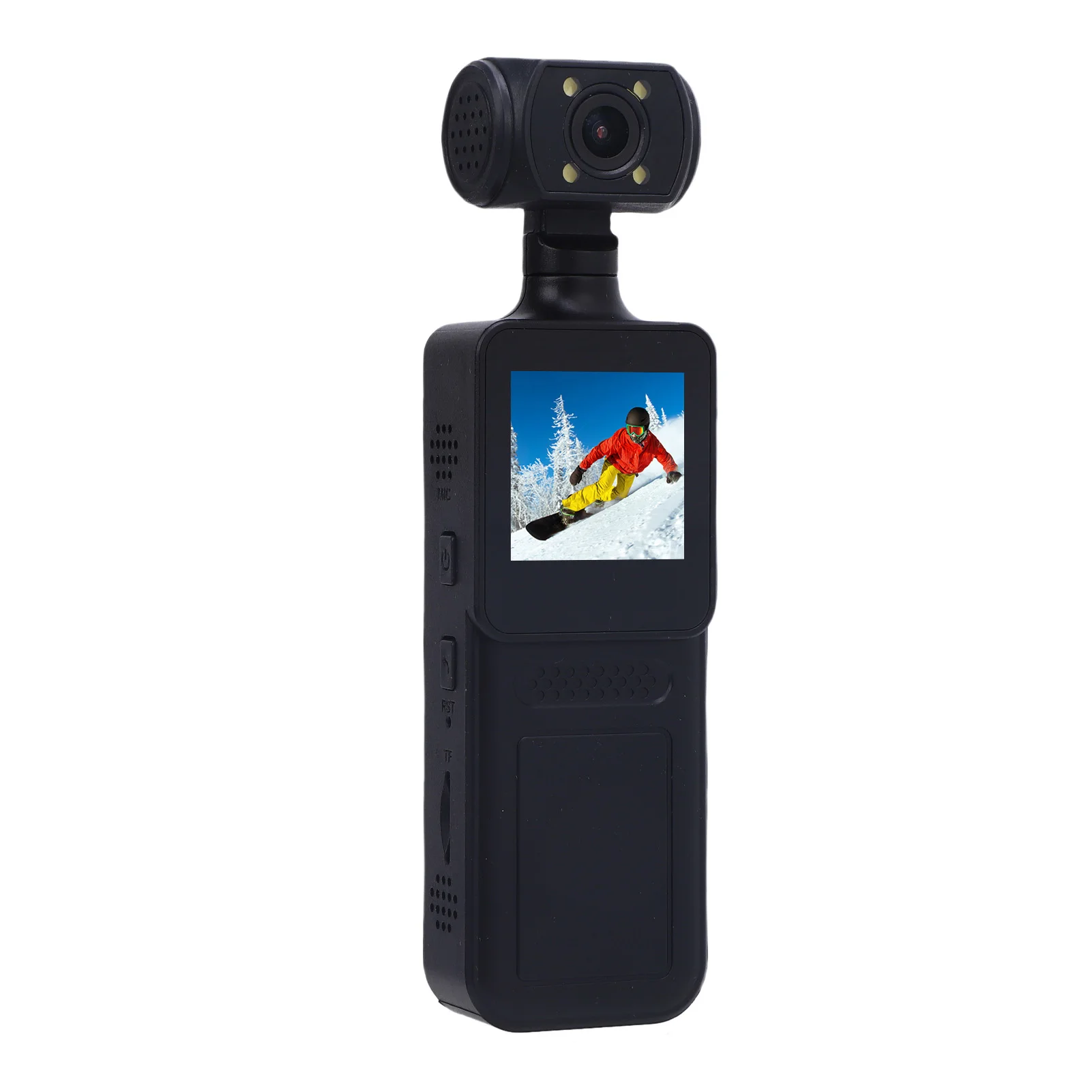 4K HD WiFi Action Camera 180 Degree Rotating Lens Handheld Camera with LED Light APP for Outdoor Sports Travel Action Camera