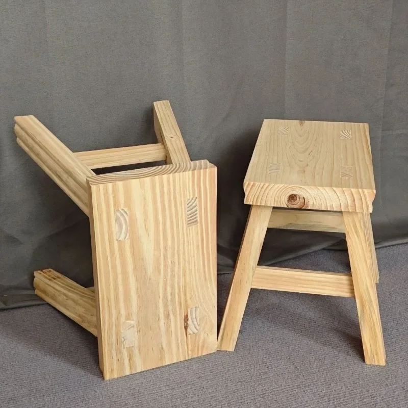 Chinese Style Solid Wood Long Leg Stool for Home Living Room Shoe Changing Stool Household Furniture