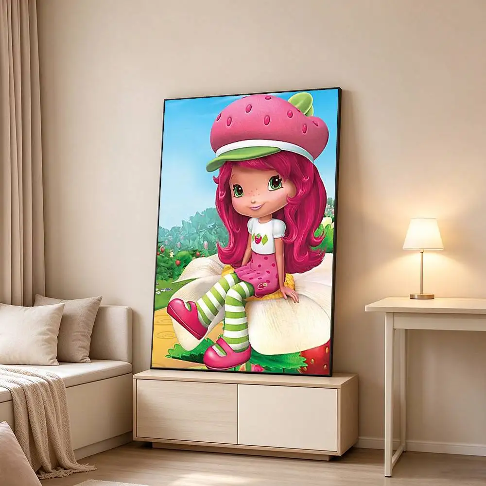 Strawberry S-Shortcake-GirL Doll  Poster Waterproof Wall Art Sticker For Bar Living Room Vintage Decor High Quality Print Gift