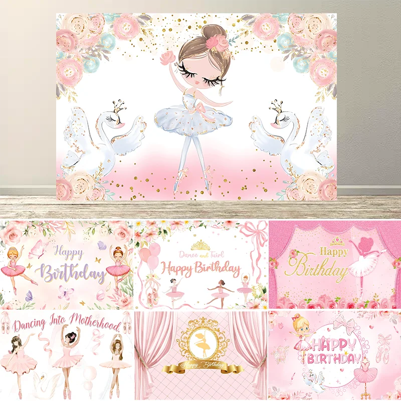 

Ballet Princess Girl Photography Background Kids Birthday Party Angel Swan Decor Banner Baby Shower Cake Table Backdrops Props