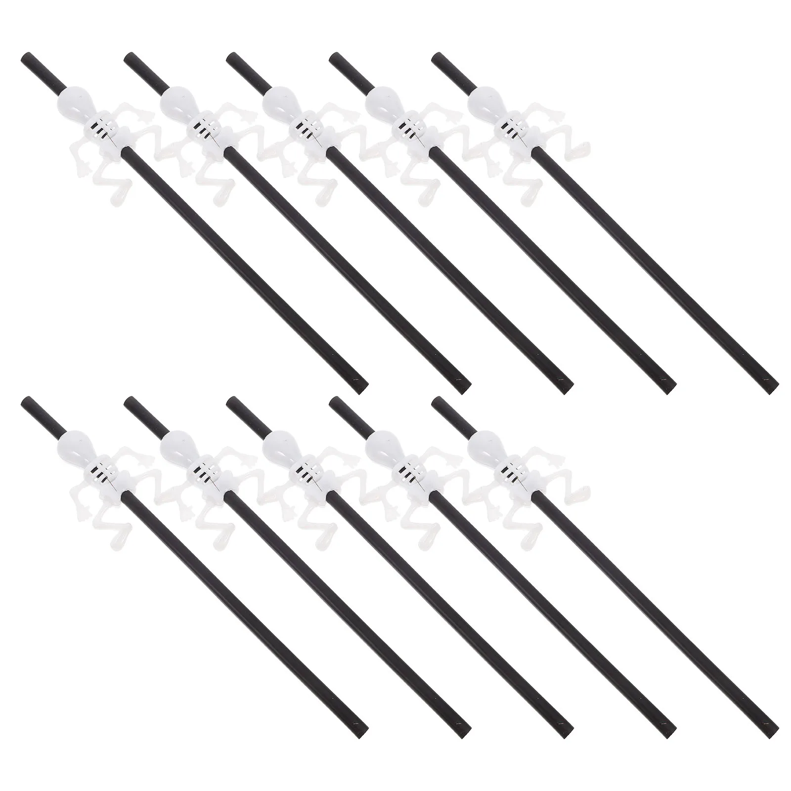 

10pcs Straws Halloween Style Durable Plastic Bar Ktv Party Supplies Black Drink Reusable Decorative Beverage Store