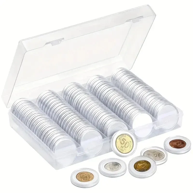 Cajas para monedas de 100 x 27 mm, cajas para guardar monedas con organizador de plástico para recoger monedas, protectores de monedas conmemorativas