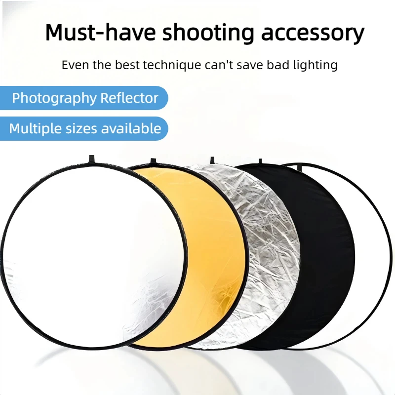 2-in-1 Dual Sided Gold Silver Reflector Portable Foldable Light Panel for Portrait Live Streaming Studio Outdoor Photography