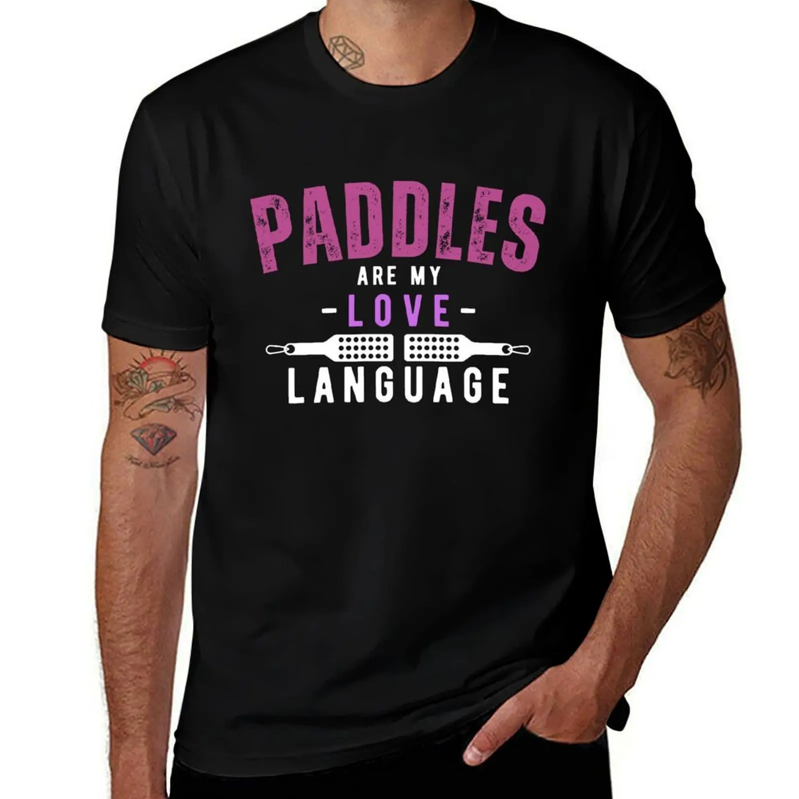 Paddles Are My Love Language Submissive Spanking Humor T-Shirt Basic Plain Short Sleeve Crew Neck Tee T-Shirt