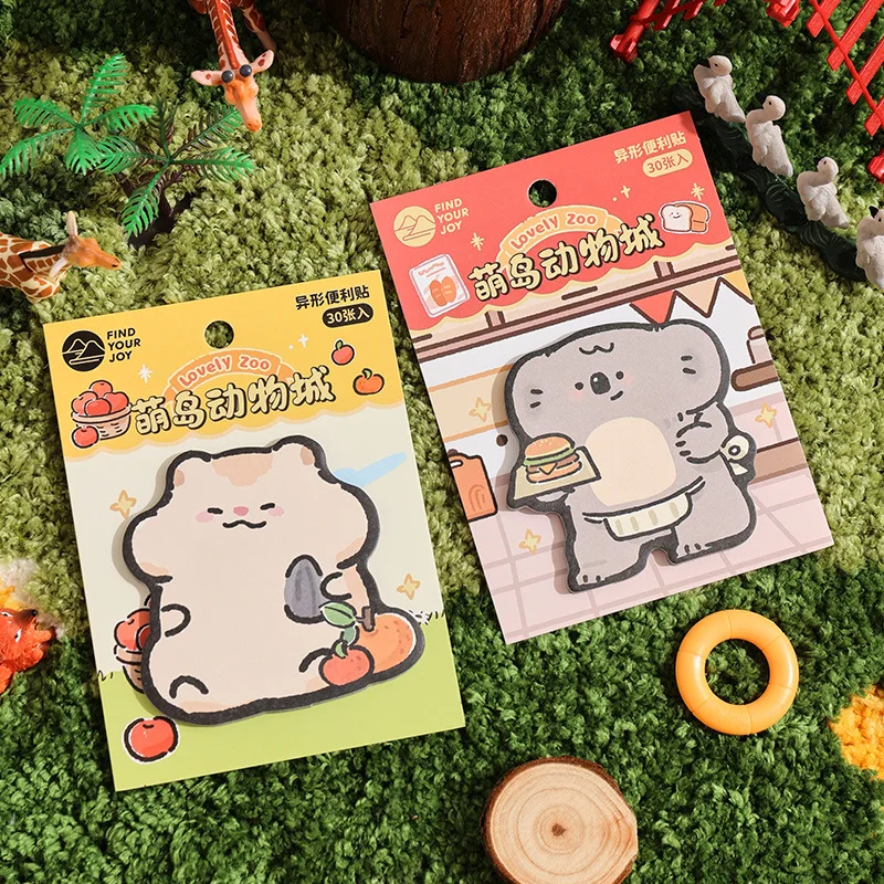 Cute Sticky Notes 30 Sheets Kawaii Cartoon Sticky Notes Mini Cartoon Notes Animals Shape Markers Flags Self Stick Memo Pad