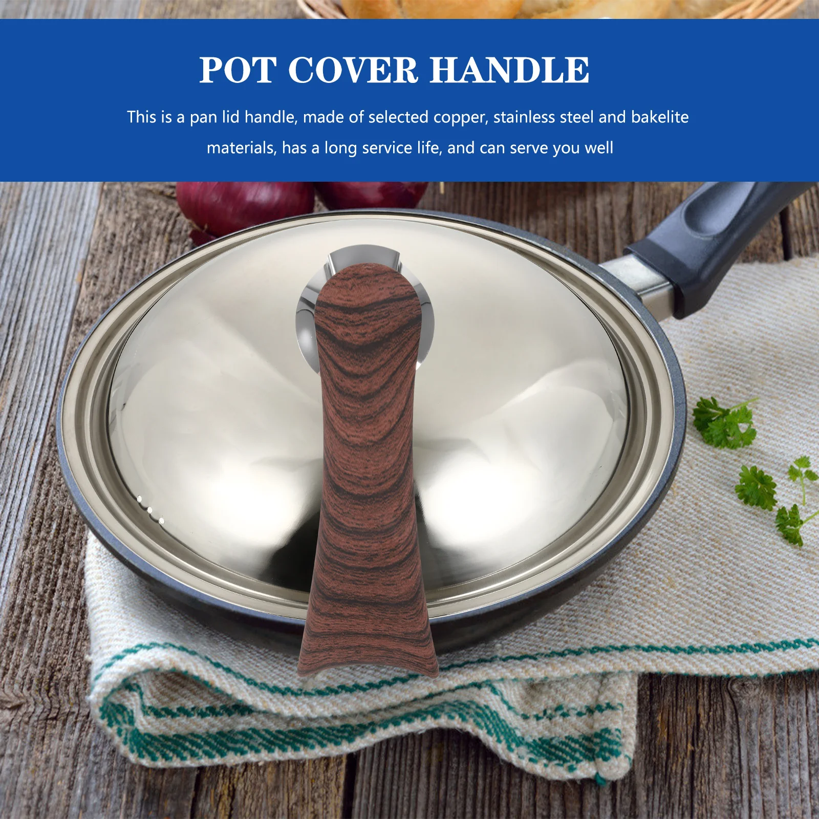 

Practical Heat-Resistant Pan Cover Handle Copper Stainless Steel Bakelite Replacement for Pressure Cooker Milk Pot Accessories
