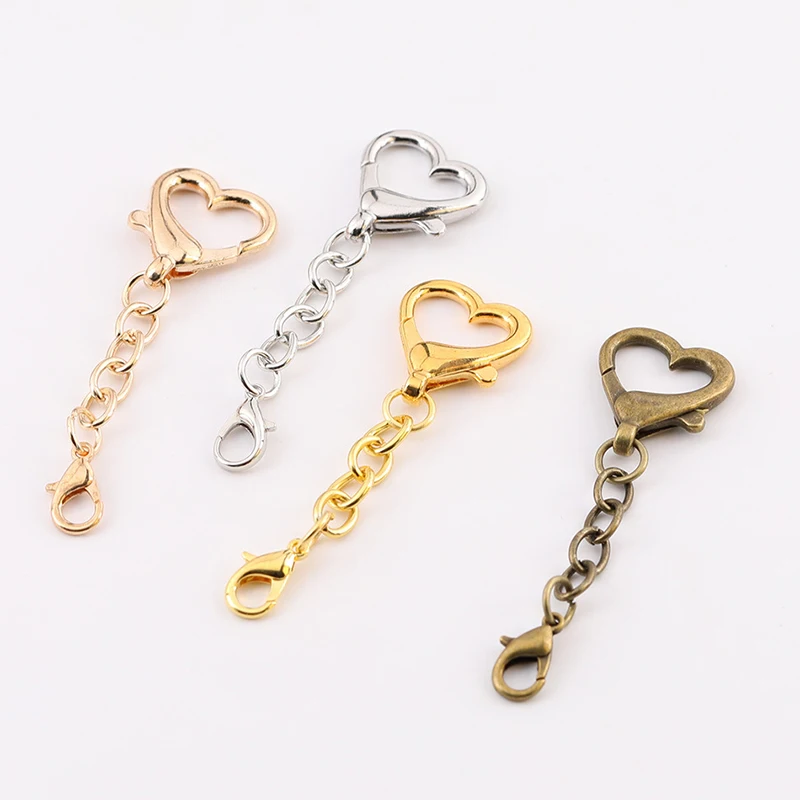 10Pcs Unique Alloy Heart Keyring Pendant Heart Shaped Clasp For DIY Projects