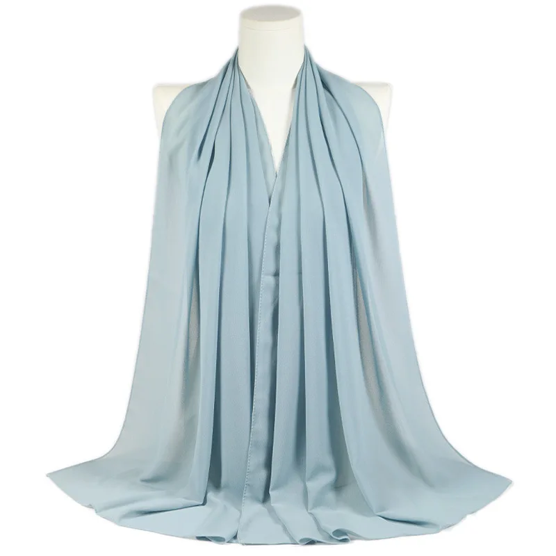 بلون اللؤلؤ وشاح شيفون المرأة شال طويل التفاف ماليزيا رائجة البيع أنيقة الصلبة لهجة شير تنفس خفيفة الوزن #5