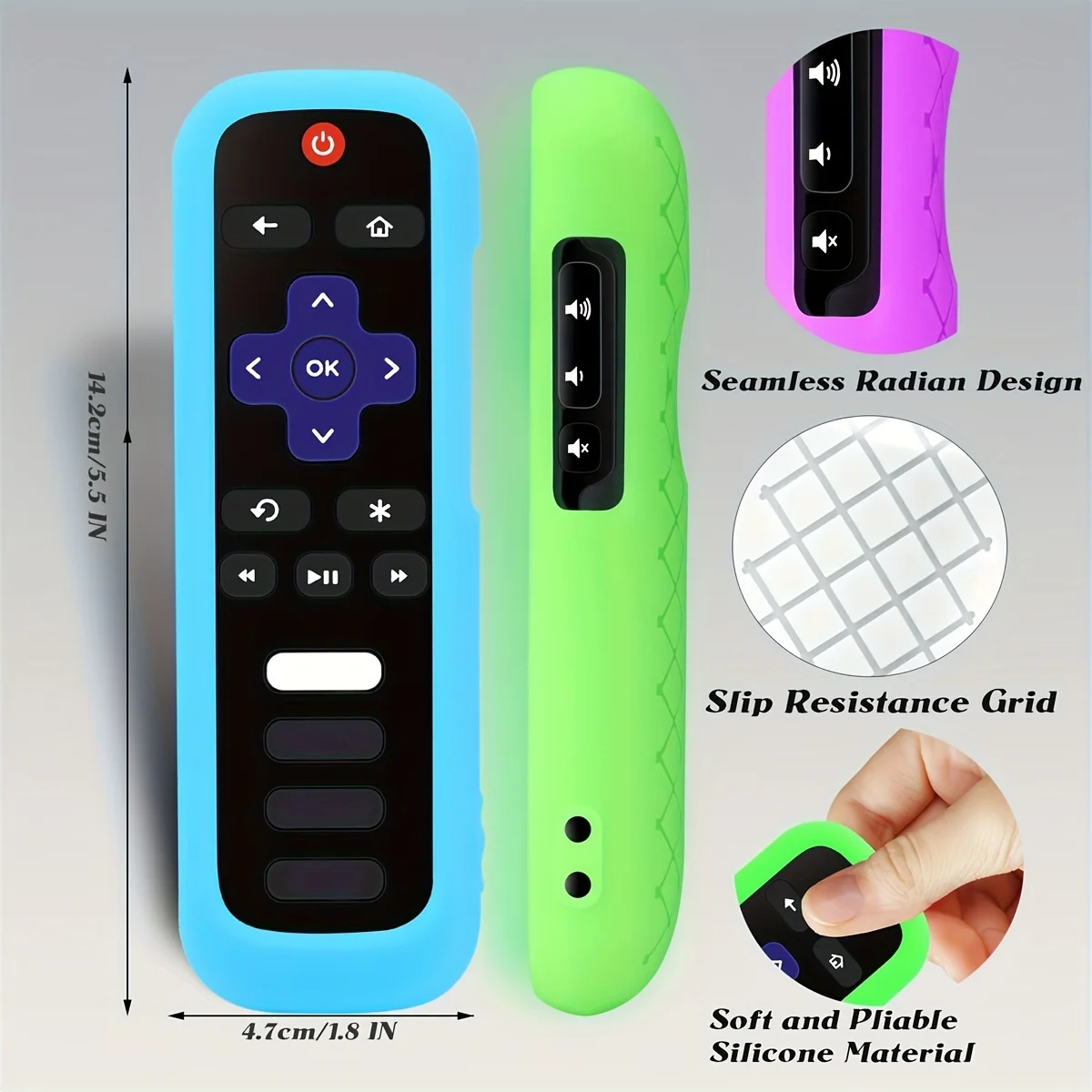 1/2/3 piece set of luminous silicone remote control with rope suitable for TCL Hisense Roku TV remote control