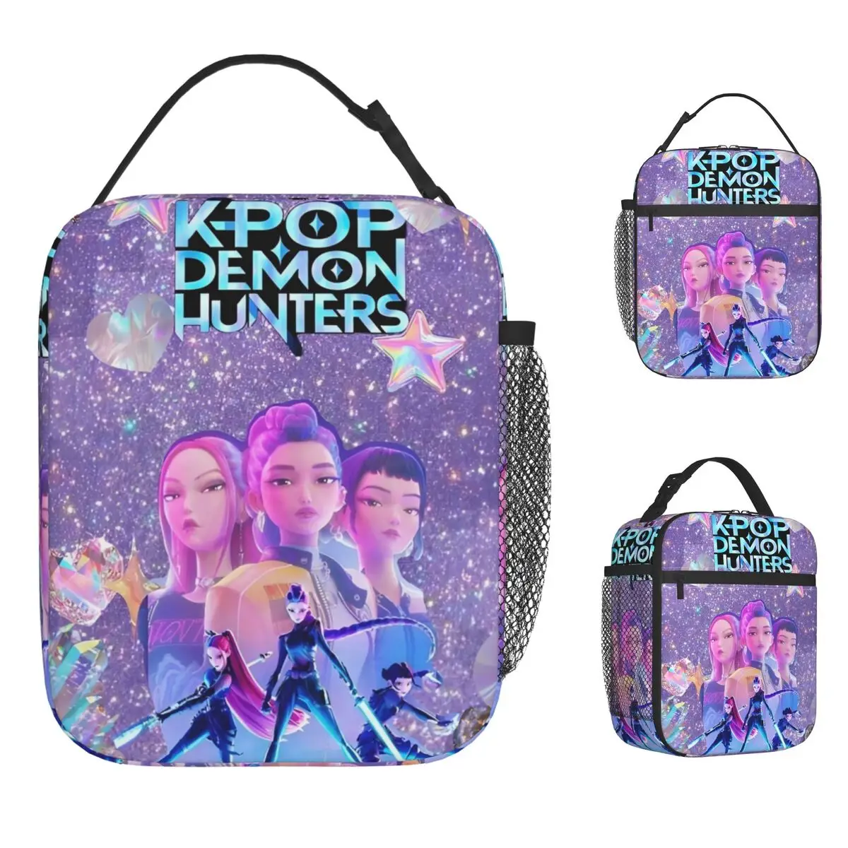 

KPop Demon Hunters Сумка для обеда Повседневная коробка для обеда Пикник Удобная термосумка-тоут для девочек Водонепроницаемая сумка-холодильник с графическим рисунком