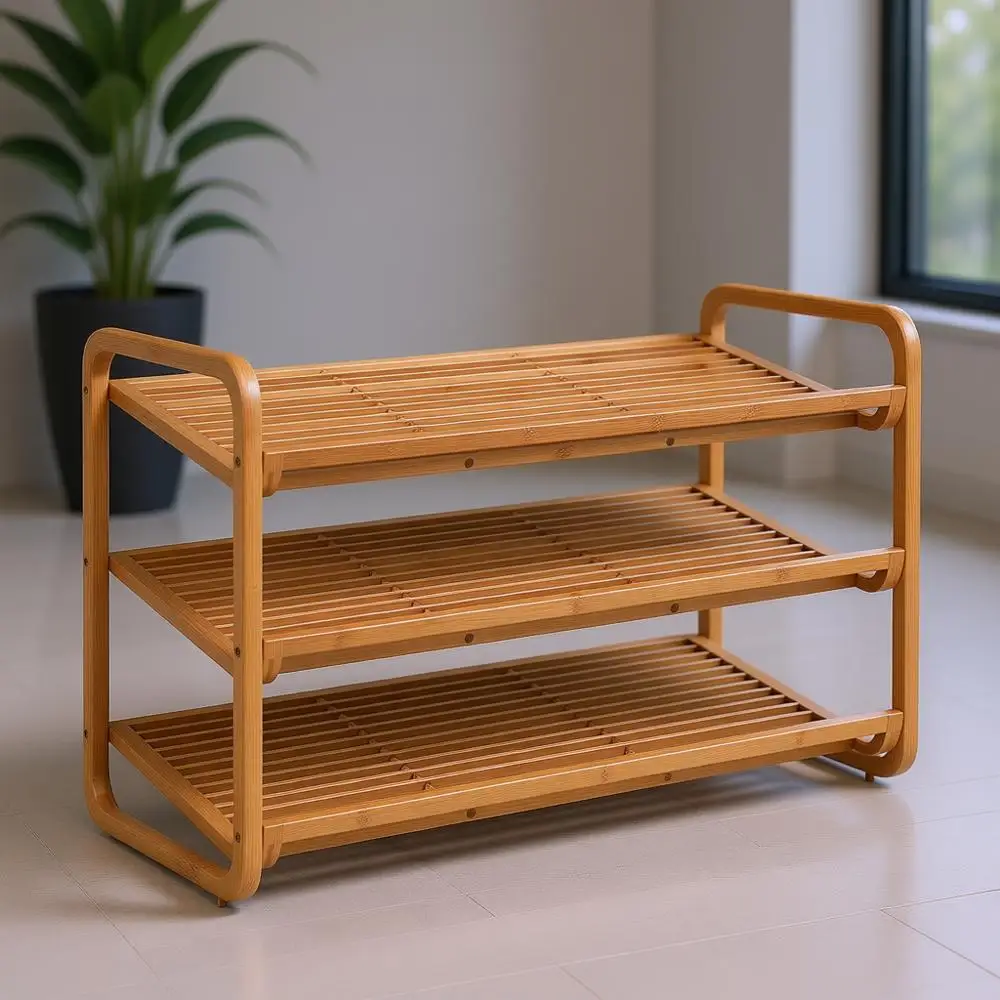 

Трехъярусная бамбуковая подставка для обуви
