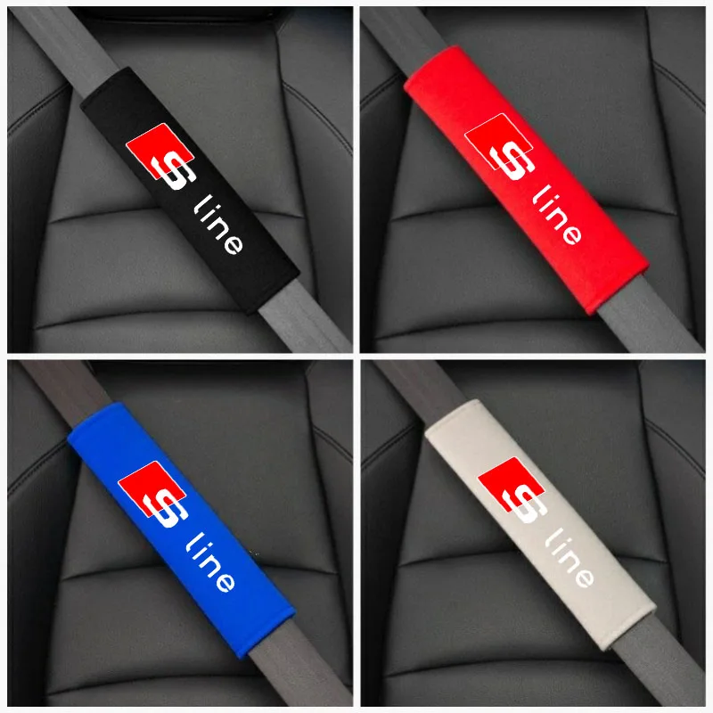 2pcs Car Seat Belt Cover Shoulder Pads Auto Interior Decoration For Audi S line A1 A3 A4 A5 A6 A7 A8 Q1 Q2 Q3 Q5 Q6 Q7 Q8