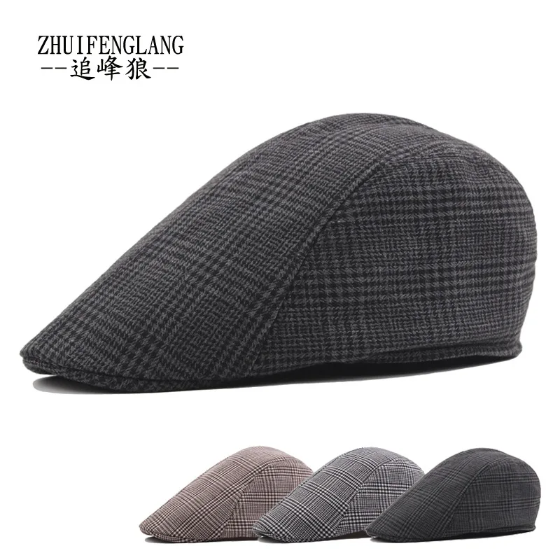 2Pieces Newsboy Hats for Men Flat Cap Mens Irish Cabbie Gatsby Tweed Ivy Beret