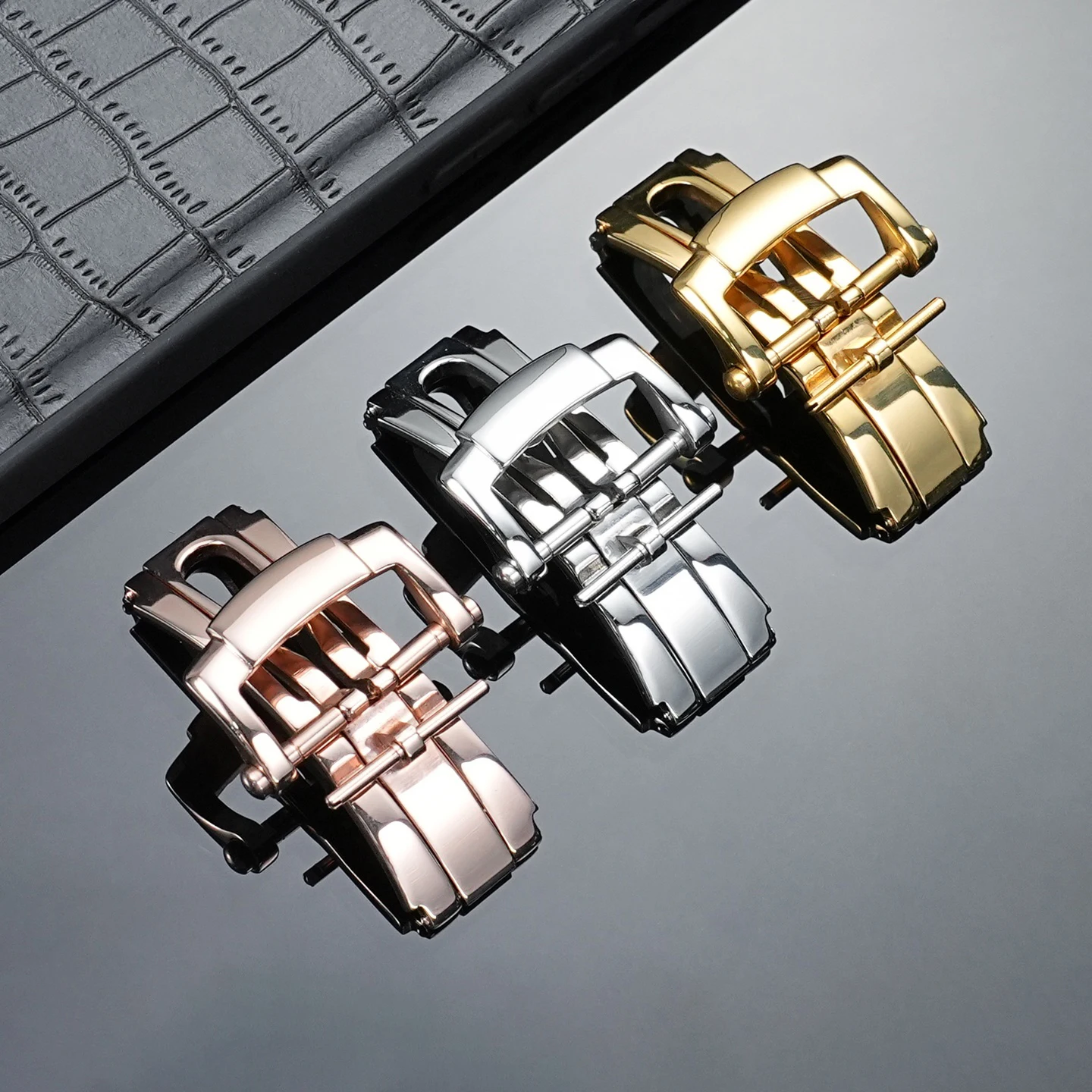 304L Steel 18mm Watch Clasp Accessories for Patek Philippe Watch Buckle Nautilus Leather/Rubber Strap Butterfly/Folding Buckle