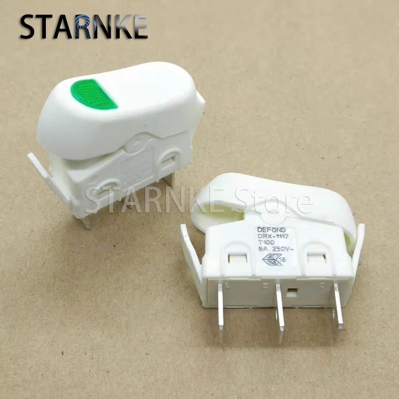 2PCS Rocker Switch DRX-1112 With Green Light 3Pins boat-shaped Rocker Power Button 250V 8A