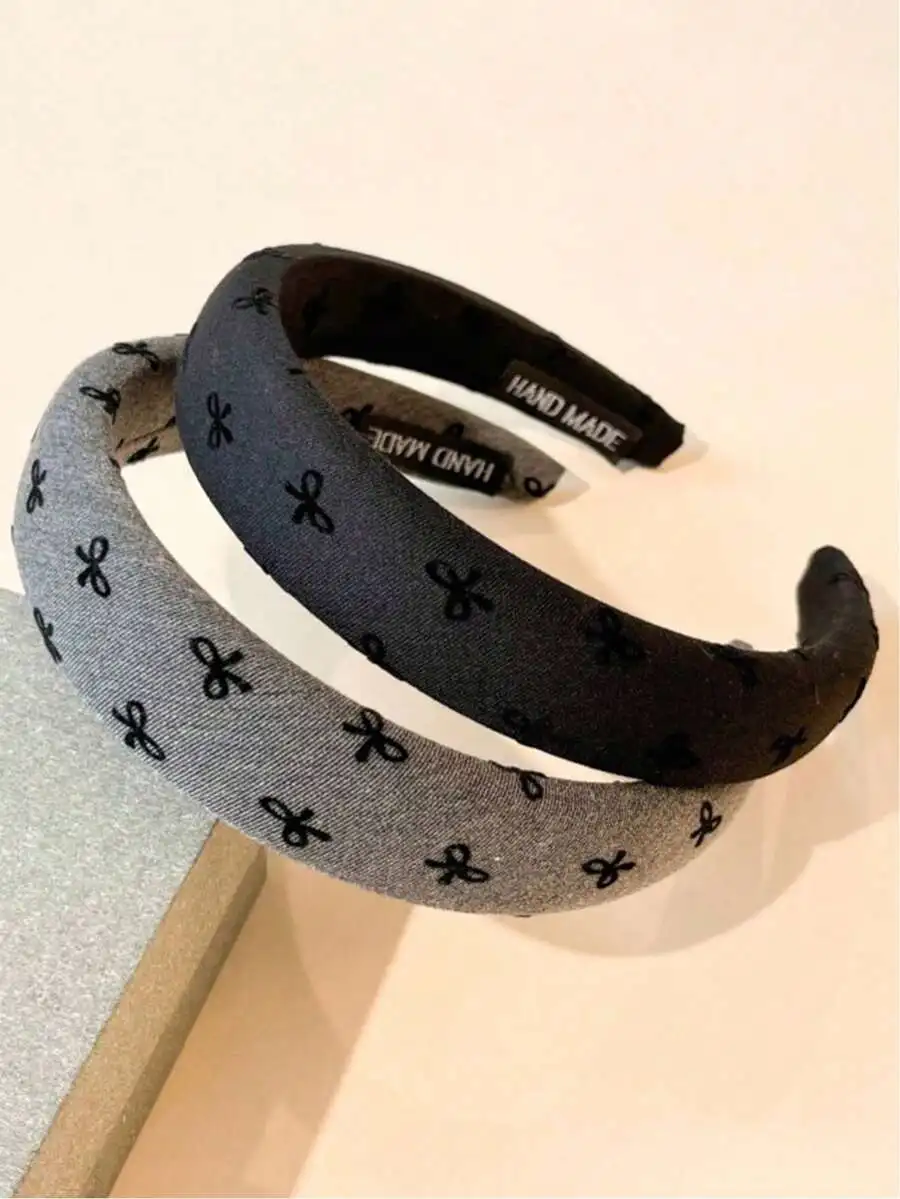 

Womens Butterfly Print Wide Headband Hair Accessory In Black And Gray