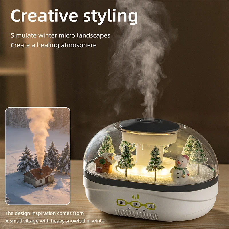 Handcrafted Snowman Aroma Diffuser Magical Snowscape Humidifier Winter Wonderland Home Decor Cozy Bedroom & Office Essential Oil