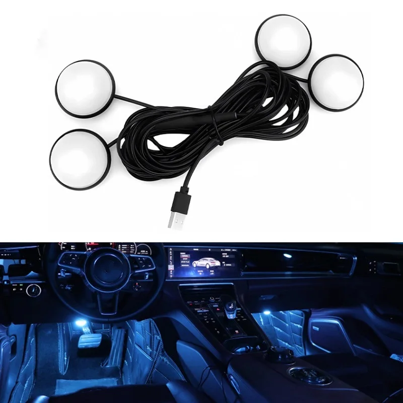 Universal Car Foot Ambient Light with USB Neon Mood Light Car Interior Decorative Atmosphere Lamp