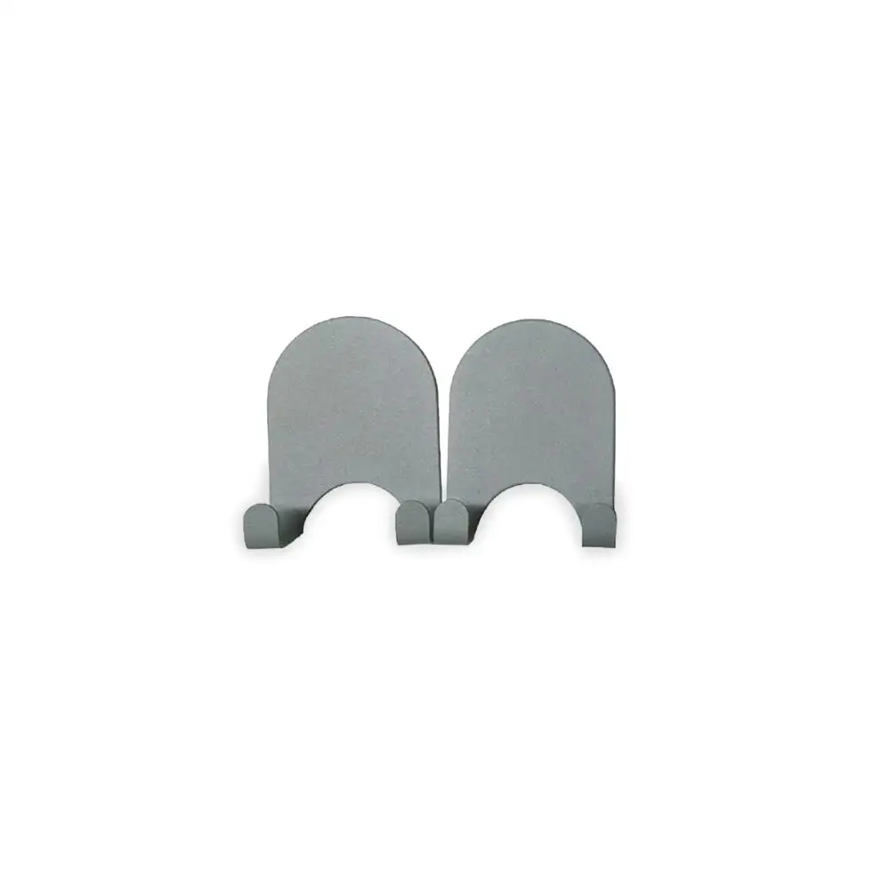 Kit 2 double gray metal hooks with adhesive-Oikos