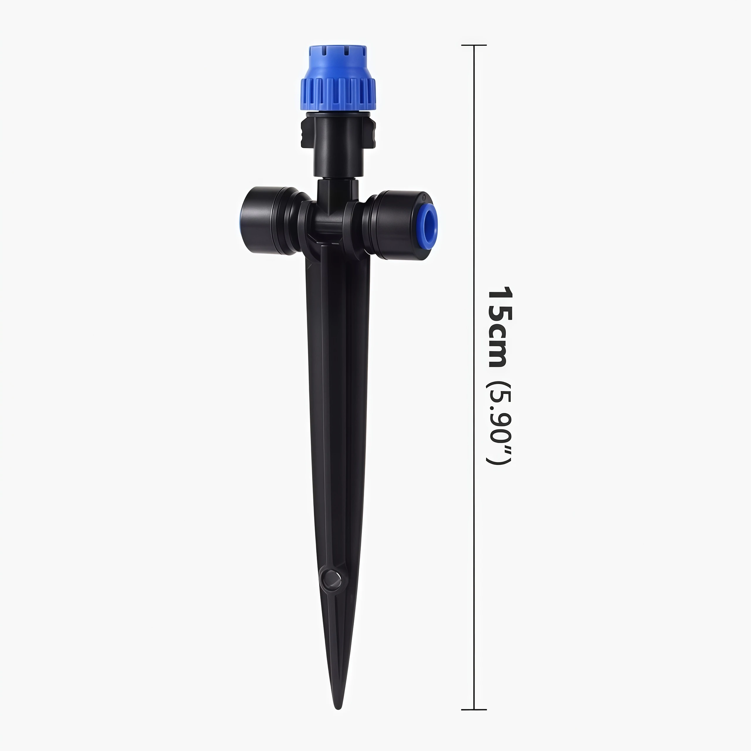 Adjustable 1/4 inch 8 holes Tee Sprinkler with Support 6mm Quick Connector 360 Degree Dripper Sprayer for Garden Lawn Pots