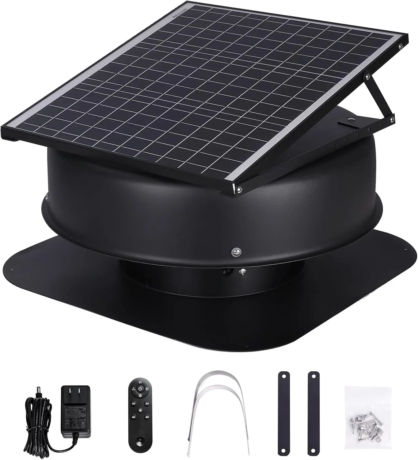 

Solar Attic Fan, 40 W, 1230 CFM Large Air Flow Solar Roof Vent Fan, Low Noise and Weatherproof with 110V Smart Adapter