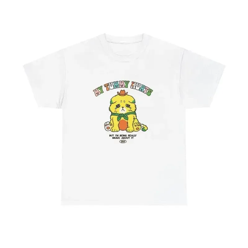 My Tummy Hurts T Shirt Teddy Bear Rainbow Funnny Graphic Heavy Cotton