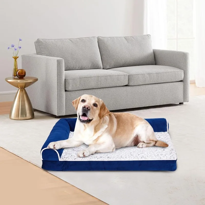 Orthopedic Dog Bed L-Shaped Dog Sofa Couch with Removable & Washable Cover and Nonskid Bottom, for Dogs Up to 35 lbs