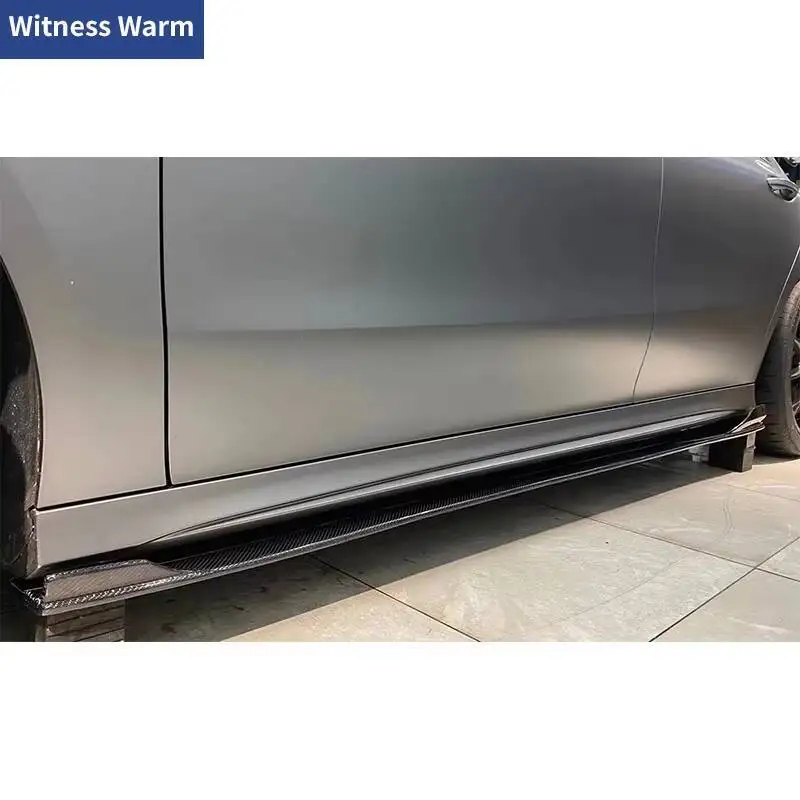 Carbon Fiber Side Skirts Bumper Kits Apron For Benz A Class W177 A35 A45 2019-UP Extenstions Lip