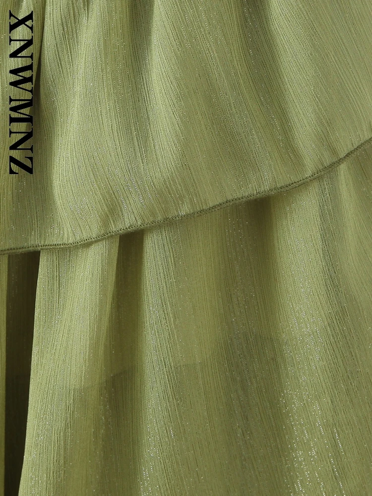 XNWMNZ 2025, Sommer-Dame, sexy Club-Schulter, breiter Schultergurt, Midi-Kleider, schick, Party, Frau, grün, ärmellos, einfach, rückenfrei