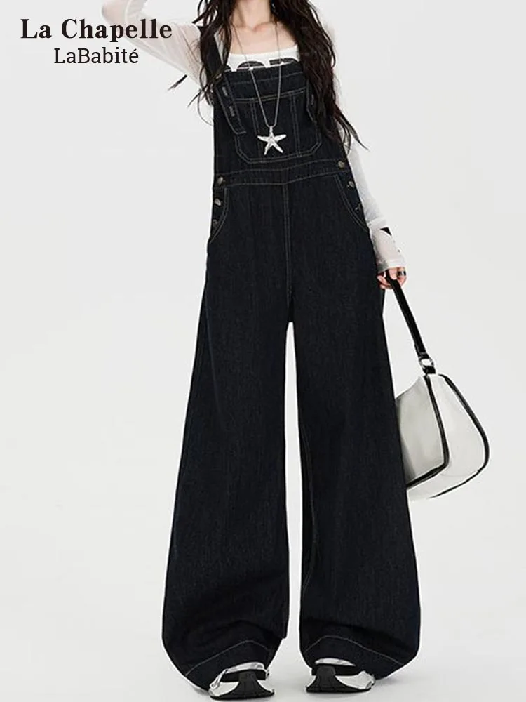 

Женские джинсовые комбинезоны Lababite Denim Blue с широкими штанинами, новинка весны, с высокой талией, повседневные, из хлопка, полиэстера и регенерированного целлюлозного волокна