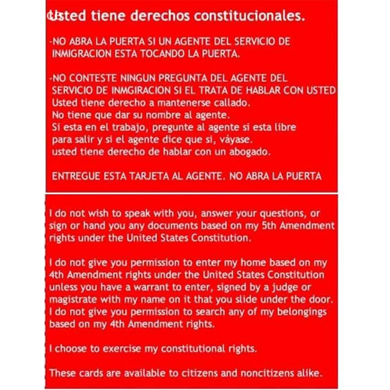 5Pcs Know Your Rights Card U.S. Citizenship Constitutional Rights Cards Naturalization Test Study Guide Us Citizens Red Card