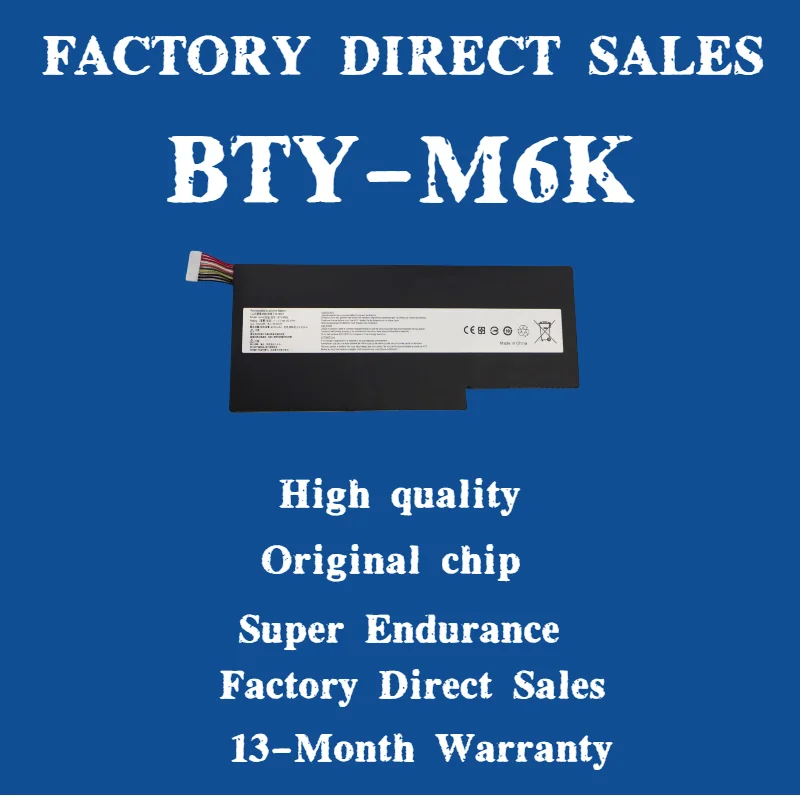 Factory Direct Sale 52.4Wh 11.4V 4600mAh BTY-M6K  Laptop Battery For MSI  MSI GF63 GF65 GF75 GS63/GS73VR NoteBook Battery