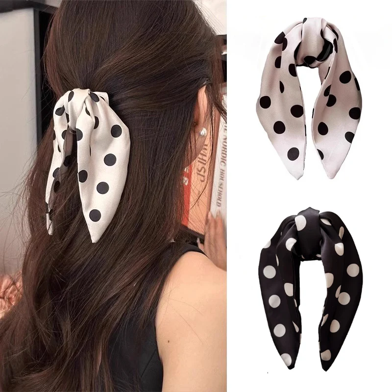 

New Polka Dots Bow Hair Claw Clips Ribbon Shark Clip Sweet Cute Women Hair Accessories Daily Headwear