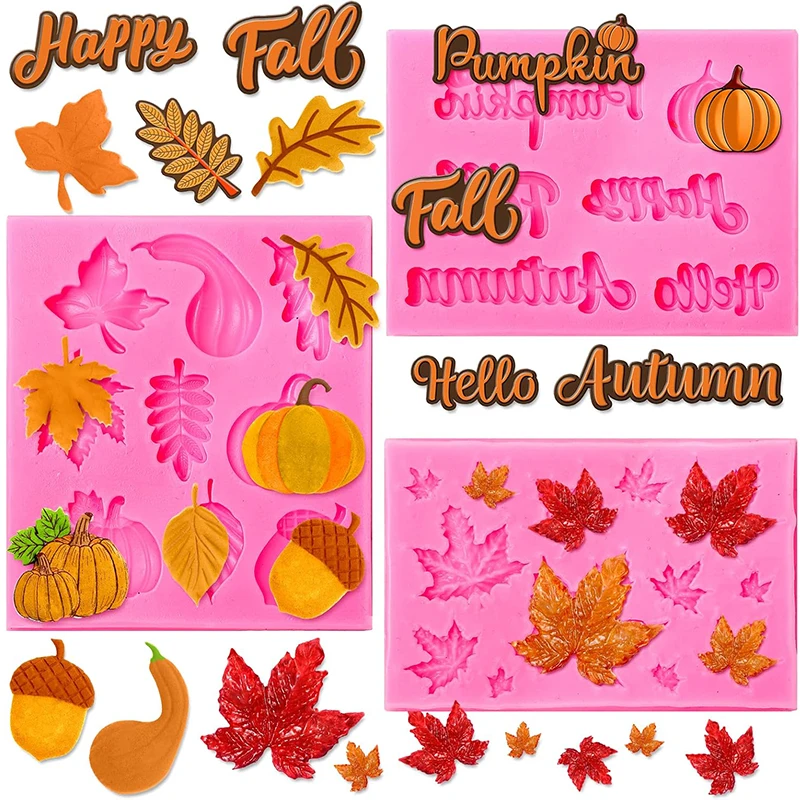 Thanksgiving Silicone Mold Pumpkin Turkey Gnome Scarecrow Fondant Chocolate Cake Topper Candy Cake Decorating Mold