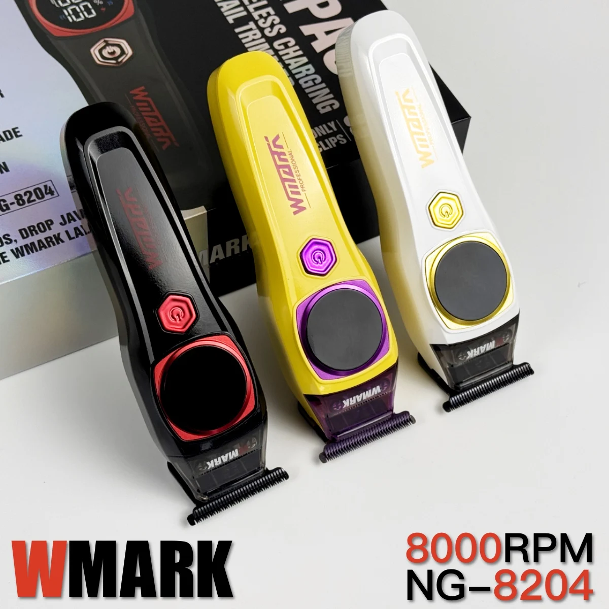 WMARK NG 8204 Professional Electric Hair Clipper 8000RPM Hair Trimmer LED Digital Display Charging Dock DLC Blade Barber Machine